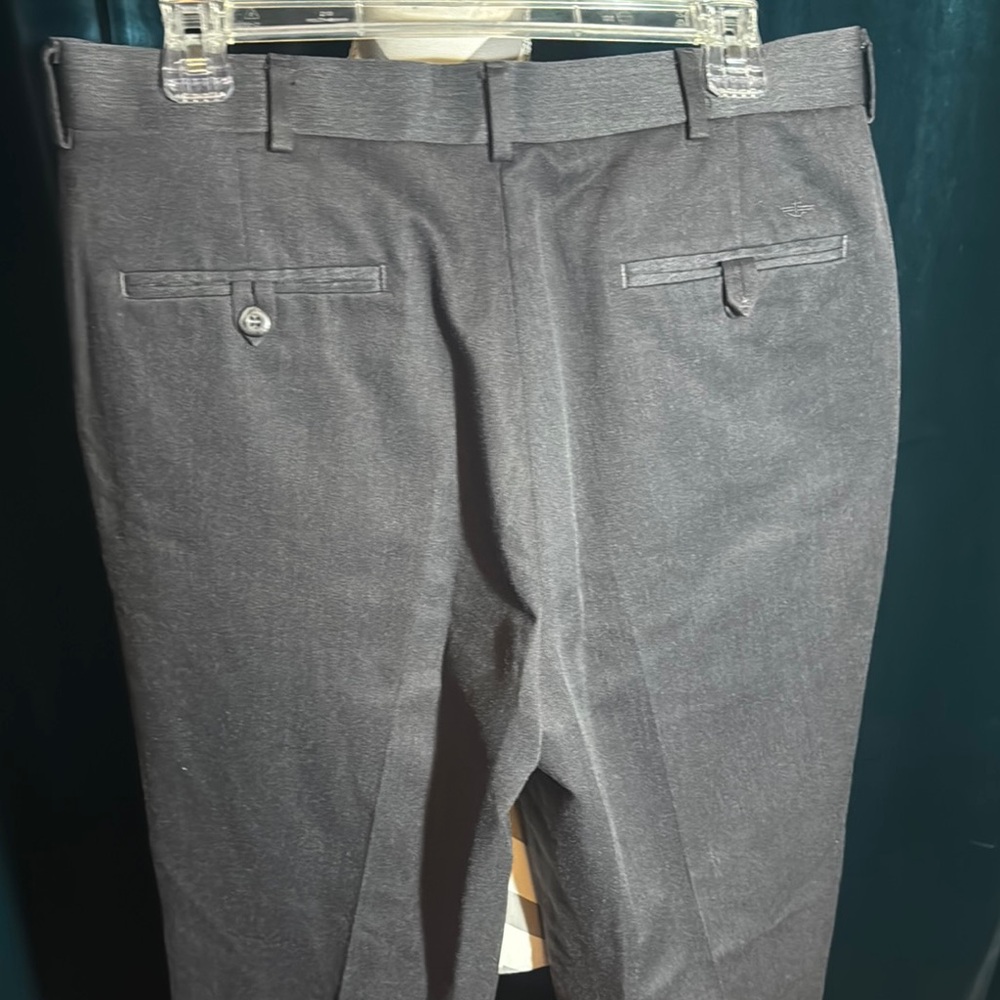 Dark Gray Men’s Relaxed Fit Flat Front Dress Pants with Belt Loops by Dockers - Picture 6 of 10